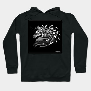 the unicorn horse in black art pattern in aztec ecopop wallpaper Hoodie